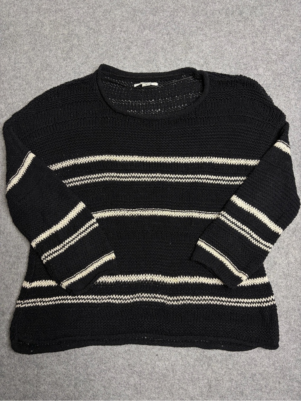 Classic Black & white Striped Knit Sweater - Women's